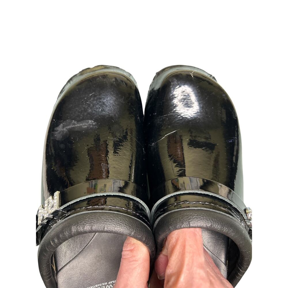 C&C Sweden Black Diamond Patent Leather Open Back Clogs Size 37 / US 7 - Picture 9 of 10